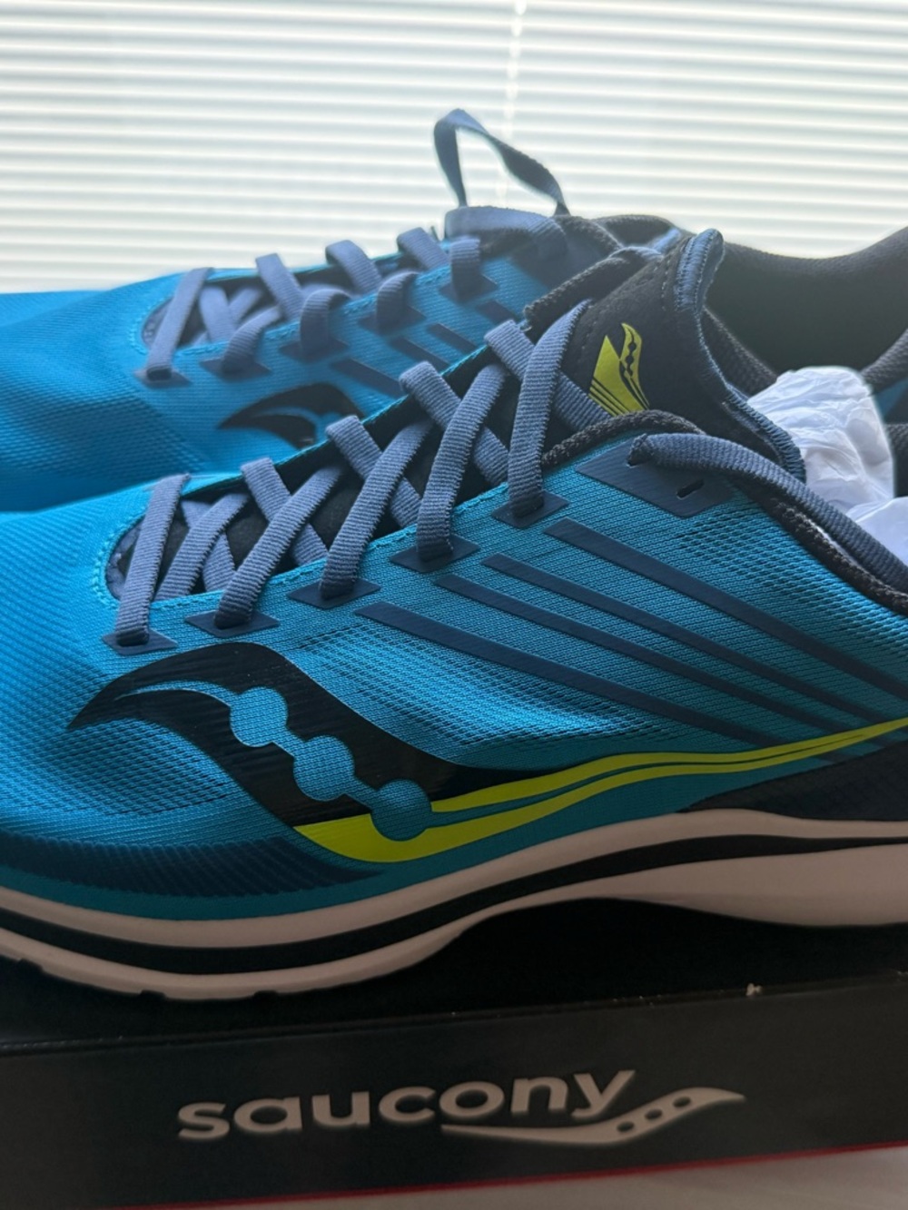 Saucony Men’s Teal Athletic Running Shoes with Neon Yellow Accents
